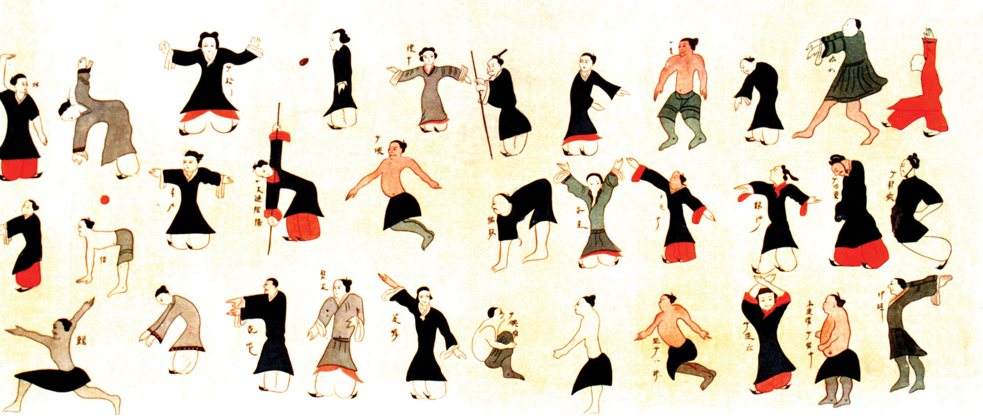 daoyin gyakorlatot bemutató figurák, a kínai gerinctorna gyökerei